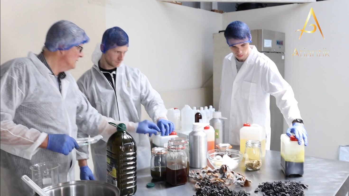 Atlantik Body Care Ireland, Co Founders in Lab with Expert, About Us Page, Natural Skin Care